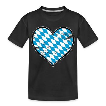 Bayern Herzflagge used - Kinder Premium Bio T-Shirt - Schwarz - Vorne
