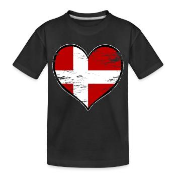 Drapeau du cœur du Danemark utilisé - T-shirt bio Premium Enfant - noir - Devant