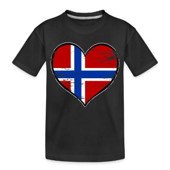 Drapeau du cœur de Norvège utilisé - T-shirt bio Premium Enfant - noir - Devant