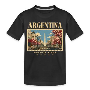 Argentinien Buenos Aires Retroreise - Kinder Premium Bio T-Shirt - Schwarz - Vorne