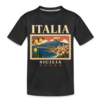 Italien Sizilien Vintage Reisemarke - Kinder Premium Bio T-Shirt - Schwarz - Vorne