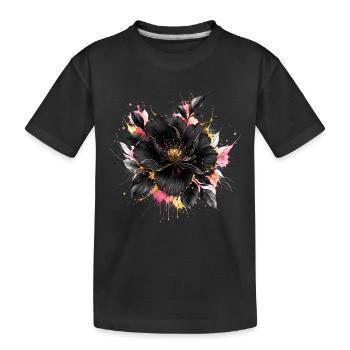 Black flower with gold accents - Kids' Premium Organic T-Shirt - black - Front