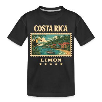Costa Rica Limón Vintage Reisemarke - Kinder Premium Bio T-Shirt - Schwarz - Vorne