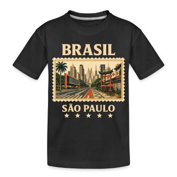 Brasilien São Paulo Vintage Reisemarke - Kinder Premium Bio T-Shirt - Schwarz - Vorne