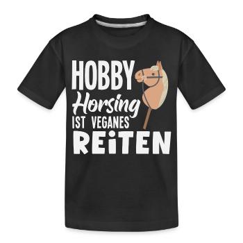 Hobby Horsing Veganes Reiten - Kinder Premium Bio T-Shirt - Schwarz - Vorne