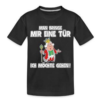 Königliche Spaßfigur mit Krone | bitte geh jetzt - Kinder Premium Bio T-Shirt - Schwarz - Vorne