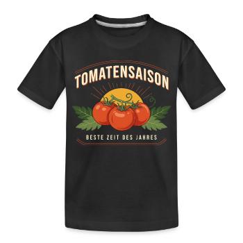Tomatensaison Frische Retrozeichen - Kinder Premium Bio T-Shirt - Schwarz - Vorne
