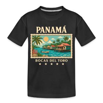 Panama Bocas del Toro Vintage Reisemarke - Kinder Premium Bio T-Shirt - Schwarz - Vorne