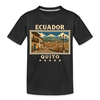 Ecuador Quito Vintage Reisemarke - Kinder Premium Bio T-Shirt - Schwarz - Vorne
