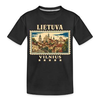 Litauen Vilnius Vintage Reisemarke - Kinder Premium Bio T-Shirt - Schwarz - Vorne