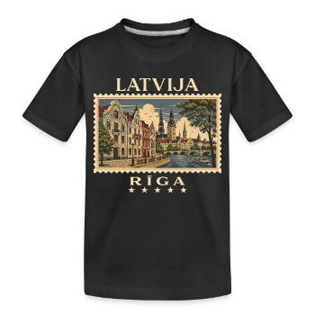 Lettland Riga Vintage Reisemarke - Kinder Premium Bio T-Shirt - Schwarz - Vorne