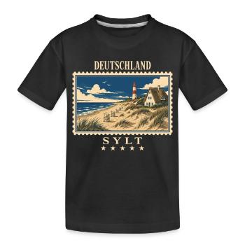 Deutschland Sylt Vintage Reisemarke - Kinder Premium Bio T-Shirt - Schwarz - Vorne