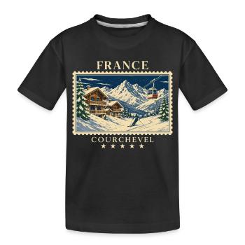 Frankreich Courchevel Vintage Reisemarke - Kinder Premium Bio T-Shirt - Schwarz - Vorne