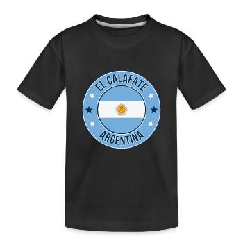Patagonian Flag Badge: El Calafate - Kids' Premium Organic T-Shirt - black - Front