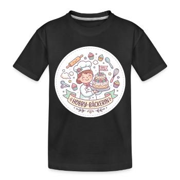 Hobby-Bäckerin Kuchenzauber - Kinder Premium Bio T-Shirt - Schwarz - Vorne