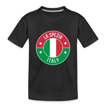 La Spezia Italy Emblem Round Badge - Kids' Premium Organic T-Shirt - black - Front