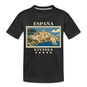 Spanien Eivissa Vintage Reisemarke - Kinder Premium Bio T-Shirt - Schwarz - Vorne