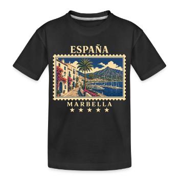 Spanien Marbella Vintage Reisemarke - Kinder Premium Bio T-Shirt - Schwarz - Vorne