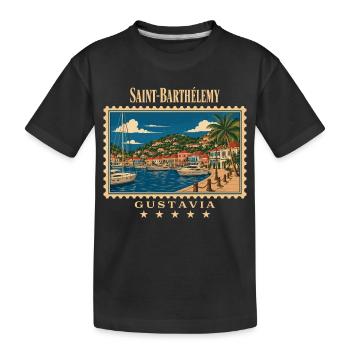 Saint-Barthélemy Gustavia Vintage Reisemarke - Kinder Premium Bio T-Shirt - Schwarz - Vorne