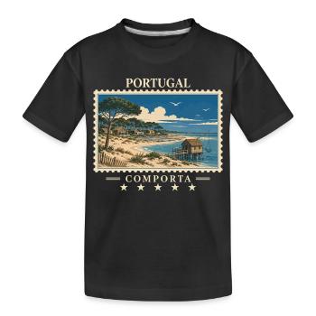 Portugal Comporta Vintage Reisemarke - Kinder Premium Bio T-Shirt - Schwarz - Vorne