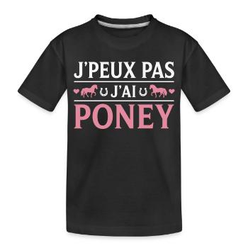 Poney Cadeau humour personnalisé - T-shirt bio Premium Enfant - noir - Devant