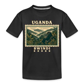 Marque de voyage vintage Uganda Bwindi - T-shirt bio Premium Enfant - noir - Devant
