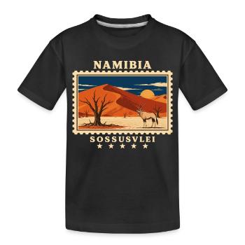 Namibia Sossusvlei Vintage Travel Brand - Kids' Premium Organic T-Shirt - black - Front