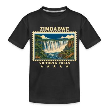 Zimbabwe Victoria Falls Vintage Travel Brand - Kids' Premium Organic T-Shirt - black - Front