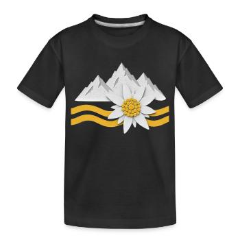 Montagnes des Alpes avec des fleurs d’Edelweiss Paysage naturel - T-shirt bio Premium Enfant - noir - Devant