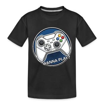 Logo manette : voulez jouer - T-shirt bio Premium Enfant - noir - Devant