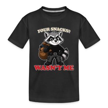 Your Snacks Wasn’t Me Funny Raccoon Thief Mascot - Kids' Premium Organic T-Shirt - black - Front