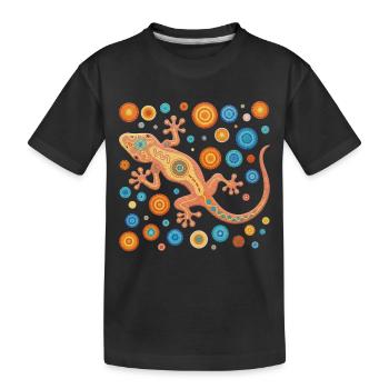 Gecko orange dans un style mosaïque coloré - T-shirt bio Premium Enfant - noir - Devant