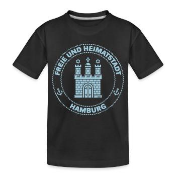 Hamburg Wappen – Freie Und Heimatstadt (Sky Blue) - Kinder Premium Bio T-Shirt - Schwarz - Vorne