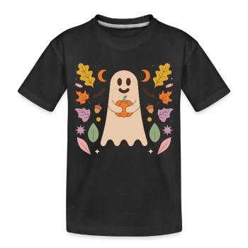 Fantôme du Câlin à la Citrouille - T-shirt bio Premium Enfant - noir - Devant
