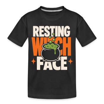 Chaudron au Visage de Sorcière Reposant - T-shirt bio Premium Enfant - noir - Devant