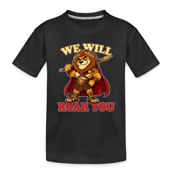 Nous On Va Rugir Drôle, Lion Gladiator Mascotte - T-shirt bio Premium Enfant - noir - Devant