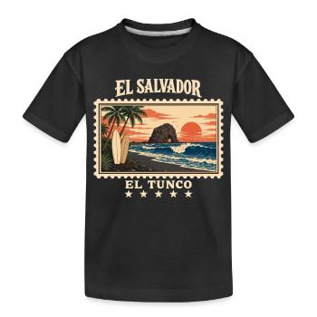 El Salvador El Tunco Vintage Reisemarke - Kinder Premium Bio T-Shirt - Schwarz - Vorne