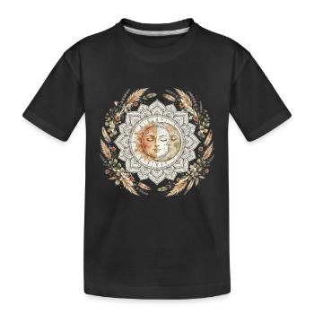 Sonne Mond Mandala Boho Yoga Spirituell - Kinder Premium Bio T-Shirt - Schwarz - Vorne