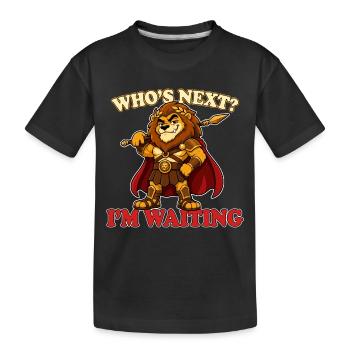 Qui est le prochain J’attends : Mascotte gladiatrice Lion drôle - T-shirt bio Premium Enfant - noir - Devant