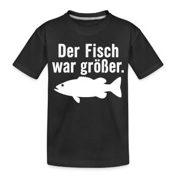 Der Fisch war größer Lustiger Anglerspruch Angel - Kinder Premium Bio T-Shirt - Schwarz - Vorne