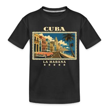 Kuba La Habana Vintage Reisemarke - Kinder Premium Bio T-Shirt - Schwarz - Vorne