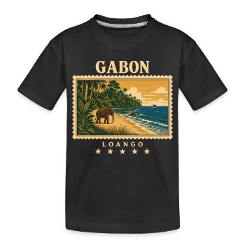 Gabun Loango Vintage Reisemarke - Kinder Premium Bio T-Shirt - Schwarz - Vorne