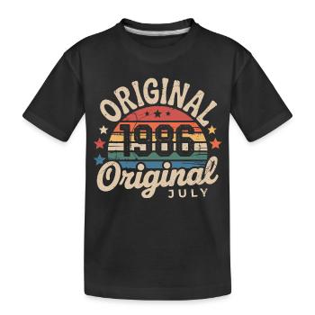 Original July 1986 Retro Vintage Birthday - Kids' Premium Organic T-Shirt - black - Front