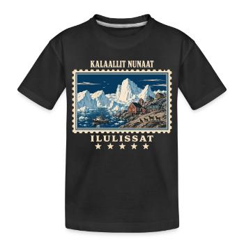 Grönland Ilulissat Vintage Reisemarke - Kinder Premium Bio T-Shirt - Schwarz - Vorne