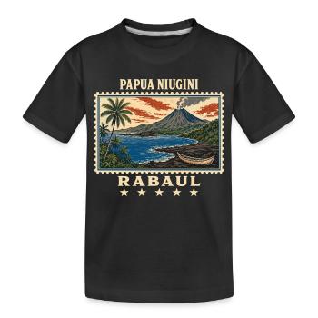 Papua-Neuguinea Rabaul Vintage Reisemarke - Kinder Premium Bio T-Shirt - Schwarz - Vorne