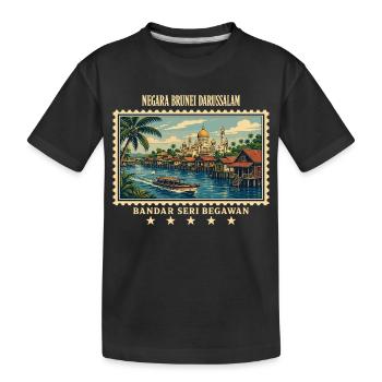 Brunei Bandar Seri Begawan Vintage Reisemarke - Kinder Premium Bio T-Shirt - Schwarz - Vorne