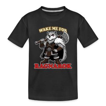 Réveille-moi pour Ragnarok Mascotte drôle de loup viking - T-shirt bio Premium Enfant - noir - Devant