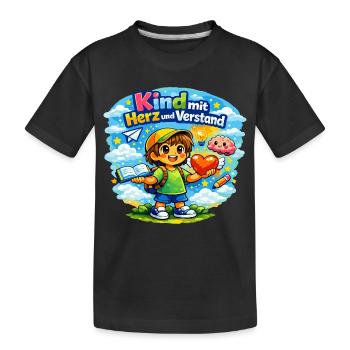 Kind mit Herz und Verstand - Kinder Premium Bio T-Shirt - Schwarz - Vorne