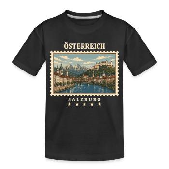Österreich Salzburg Vintage Reisemarke - Kinder Premium Bio T-Shirt - Schwarz - Vorne