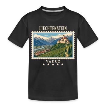 Liechtenstein Vaduz Vintage Reisemarke - Kinder Premium Bio T-Shirt - Schwarz - Vorne